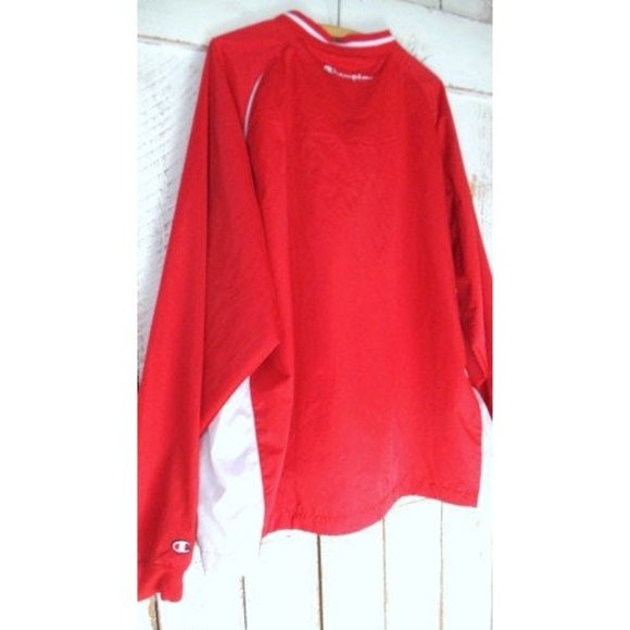 Champion red and white nylon windbreaker pullover jacket - Picture 4 of 5